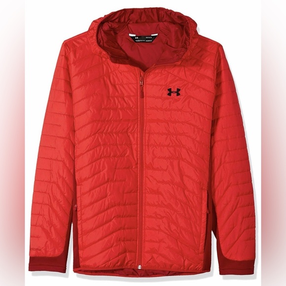 Under Armour Red Quilted Hooded Puffer Jacket - Picture 2 of 10